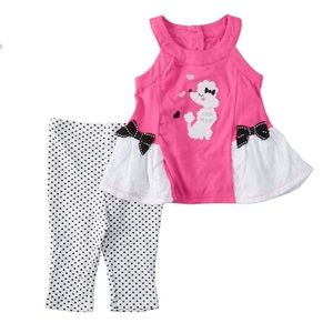 Baby Girl Poodle Bow Sleeveless Capri Legging Set